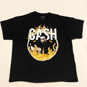 Johnny Cash Ring of Fire Graphic T-Shirt Black Size XL Shirt